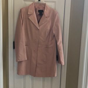 Women’s leather blush pink jacket.